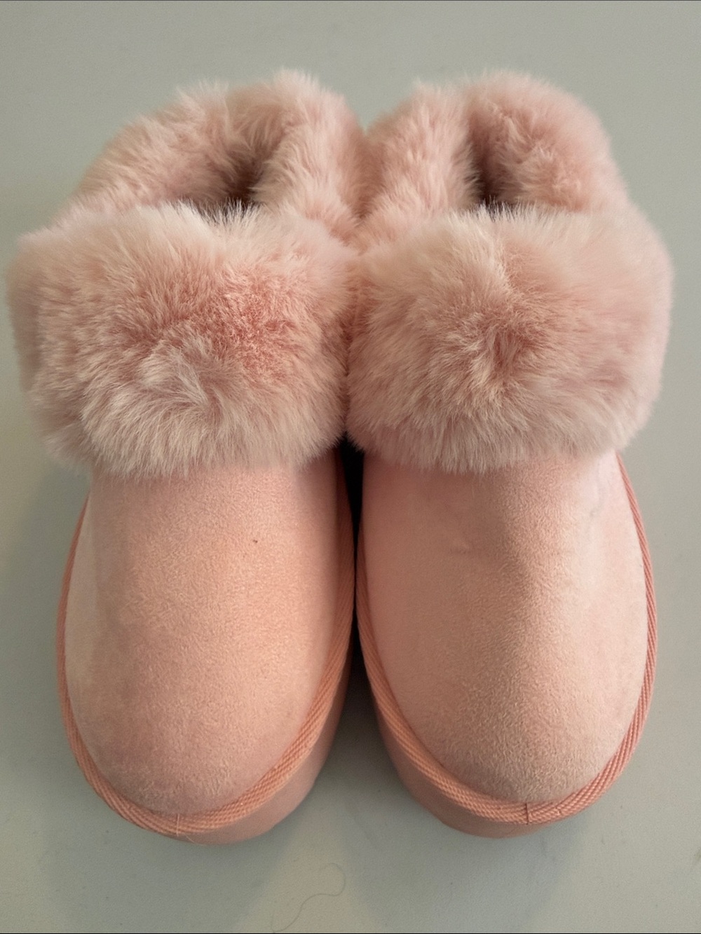 Fashion Nova Luxury Plush Pink Faux-Fur Slip-On Women's Platform Mules Size 7